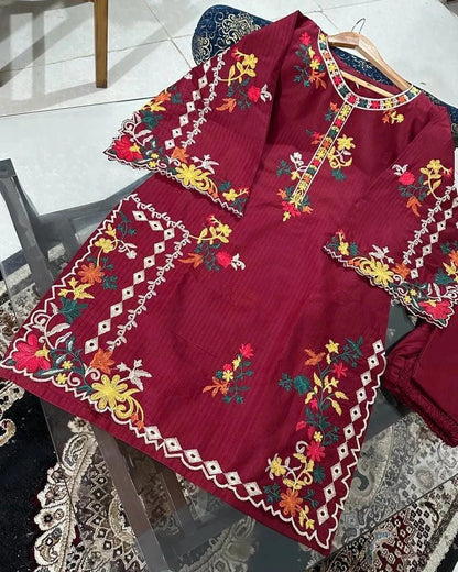 Stitched Casual Wear Rangoli Embroidered 2-Piece