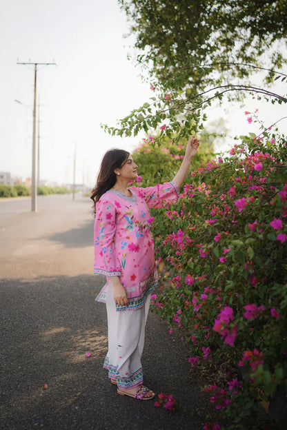 Front And Back Allover Digital Printed Swiss Lawn Cord Set 2Pcs