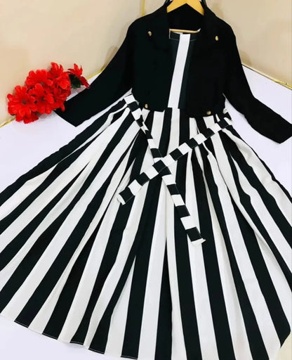 Two Piece Elegant Koti and Frock Zebra Lining