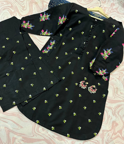 Bouti Embroidered Round Shirt with Embroidered Flapper 2PCs