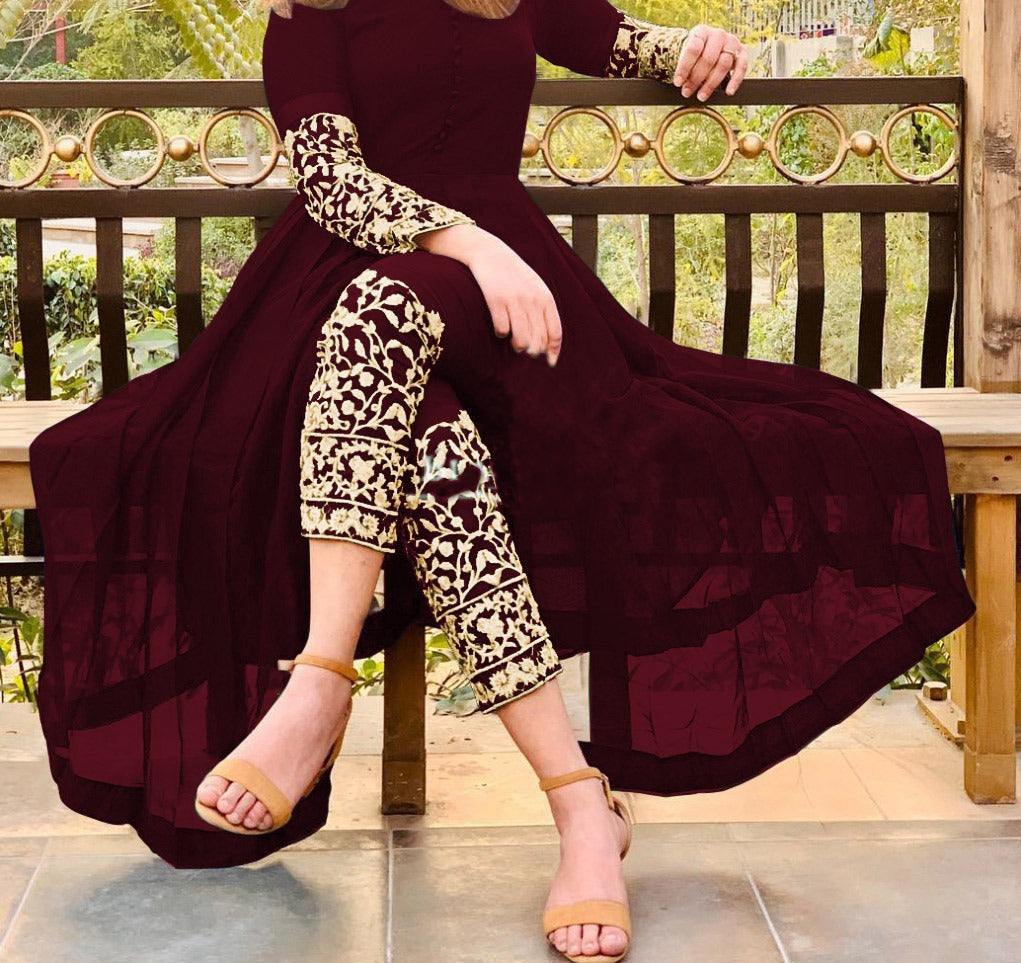 Both Sided Embroidered on Sleeves &amp; Trouser 2PCs