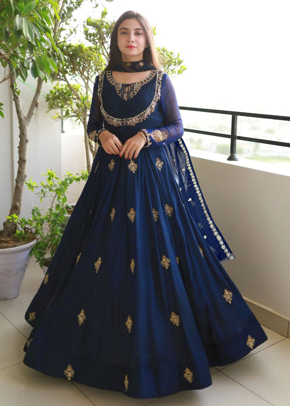 Neck, Sleeves, Front Embroidered Maxi With Emb Dupatta 3pc