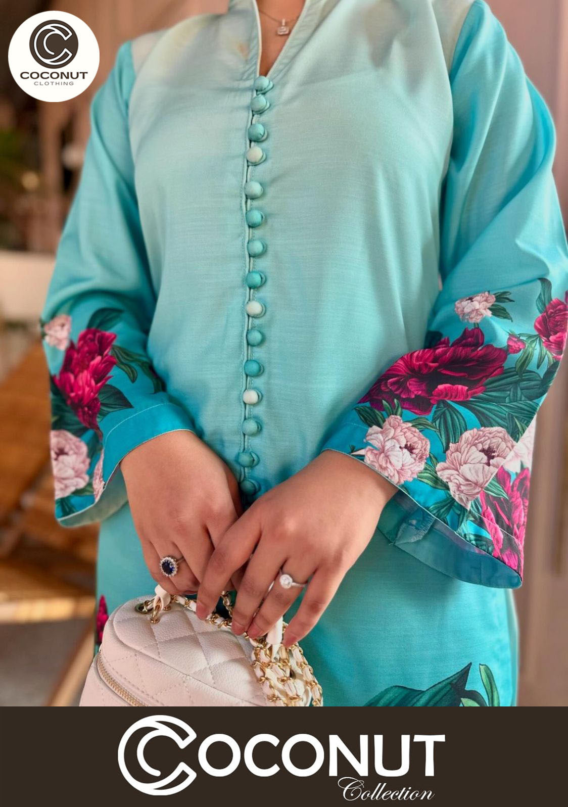 Digital Front & Back Floral Print Co Ord Set 2PCs