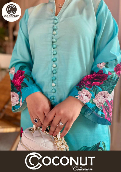 Digital Front & Back Floral Print Co Ord Set 2PCs